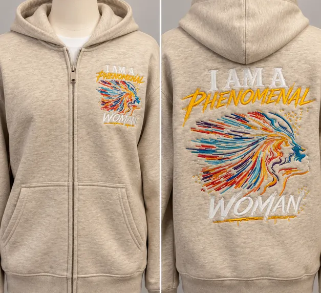 Embroidered I Am A Phenomenal Woman Hoodie